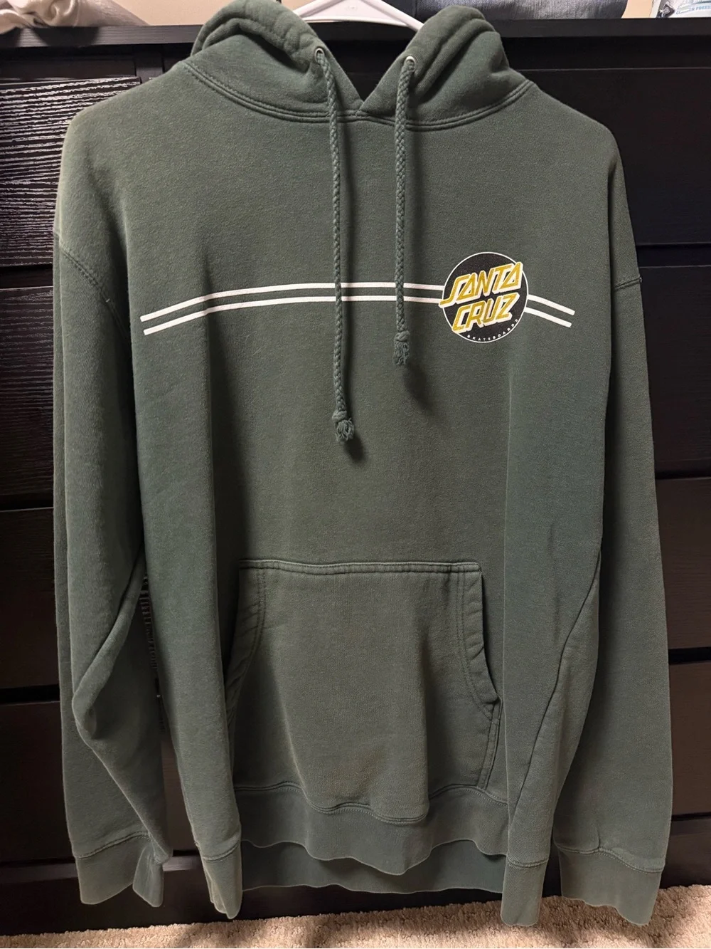 Santa Cruz Skateboards Olive Green Hoodie with Yellow Logo